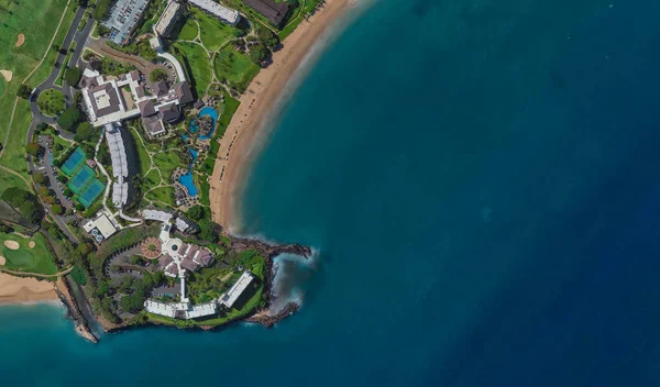 Kust van Lahaina Hawaii USA, bird's Eye View in 3D — Stockfoto