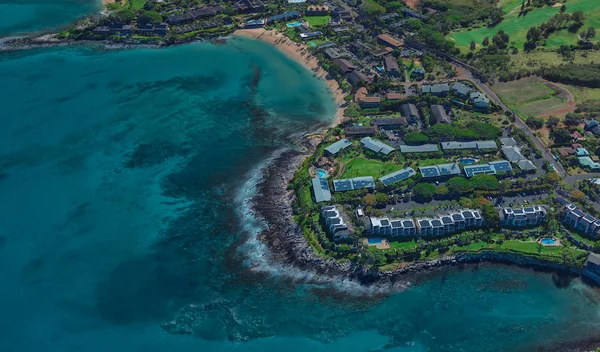 Kust van Lahaina Hawaii USA, bird's Eye View in 3D — Stockfoto