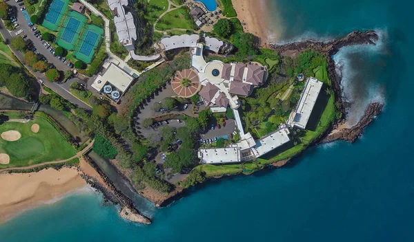 Costa di Lahaina Hawaii USA, vista a volo d'uccello in 3D — Foto Stock