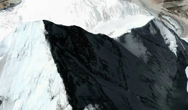 Góra i podnóża Mount Everest w Himalajów z wysokości lotu — Zdjęcie stockowe
