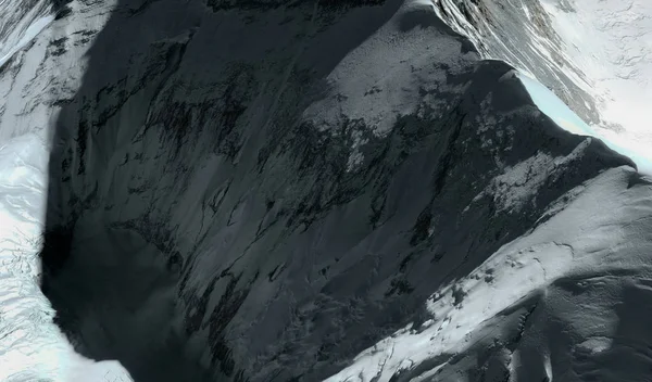 Der Gipfel und die Ausläufer des Mount Everest im Himalaya aus einer Höhe von Flug — Stockfoto