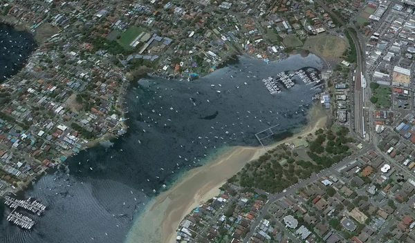 Costa de la ciudad australiana de Sydney, desde la vista de un pájaro — Foto de Stock