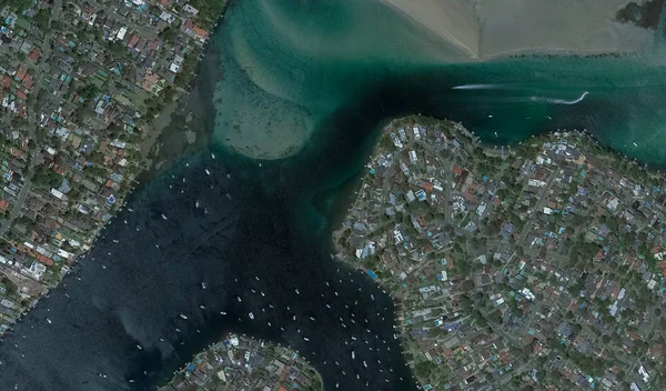 Costa de la ciudad australiana de Sydney, desde la vista de un pájaro — Foto de Stock