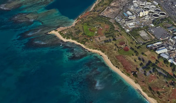 The Pacific ocean, Honolulu Hawaii Estados Unidos con la altitud del dron — Foto de Stock