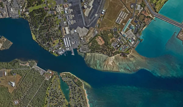 The Pacific ocean, Honolulu Hawaii Estados Unidos con la altitud del dron — Foto de Stock