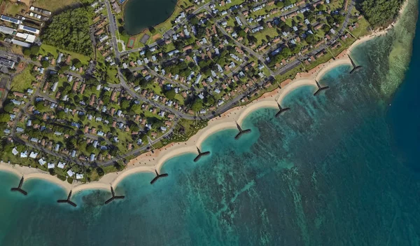 The Pacific ocean, Honolulu Hawaii Estados Unidos con la altitud del dron — Foto de Stock