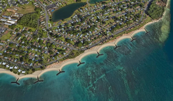 The Pacific ocean, Honolulu Hawaii Estados Unidos con la altitud del dron — Foto de Stock