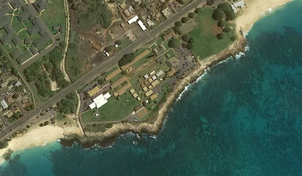 De Stille Oceaan, Honolulu Hawaï Verenigde Staten met de hoogte van de drone — Stockfoto