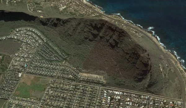 The Pacific ocean, Honolulu Hawaii Estados Unidos con la altitud del dron — Foto de Stock