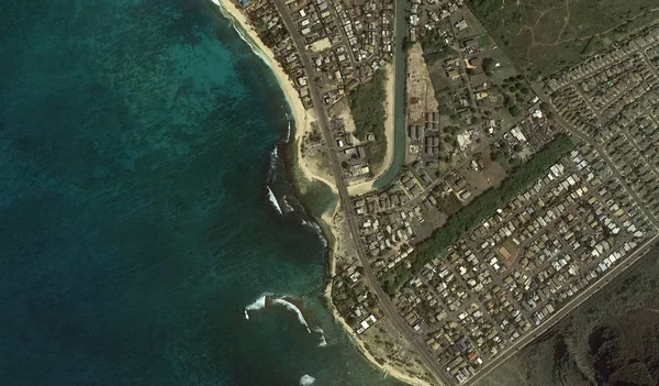 The Pacific ocean, Honolulu Hawaii Estados Unidos con la altitud del dron — Foto de Stock