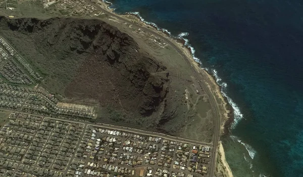 The Pacific ocean, Honolulu Hawaii Estados Unidos con la altitud del dron — Foto de Stock