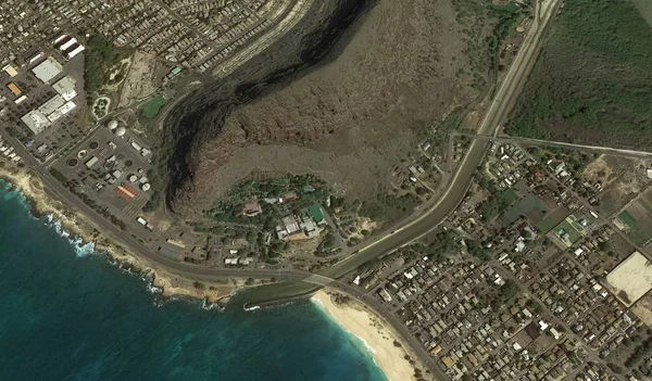 Ο Ειρηνικός ωκεανός, Χονολουλού Χαβάη Ηνωμένες Πολιτείες με το υψόμετρο του κηφήνας — Φωτογραφία Αρχείου