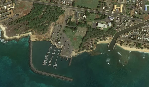 The Pacific ocean, Honolulu Hawaii Estados Unidos con la altitud del dron — Foto de Stock