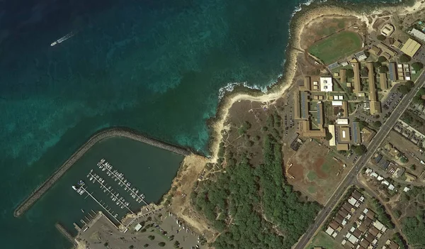 Ο Ειρηνικός ωκεανός, Χονολουλού Χαβάη Ηνωμένες Πολιτείες με το υψόμετρο του κηφήνας — Φωτογραφία Αρχείου
