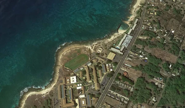 De Stille Oceaan, Honolulu Hawaï Verenigde Staten met de hoogte van de drone — Stockfoto