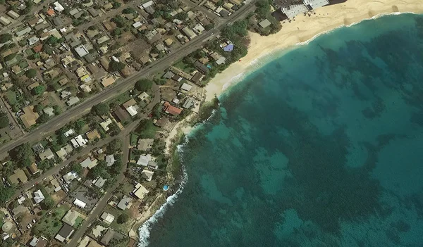 The Pacific ocean, Honolulu Hawaii Estados Unidos con la altitud del dron — Foto de Stock