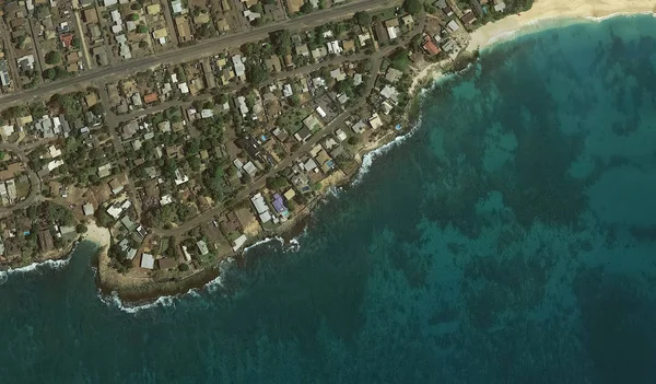 The Pacific ocean, Honolulu Hawaii United States with the altitude of the drone — Stock Photo, Image