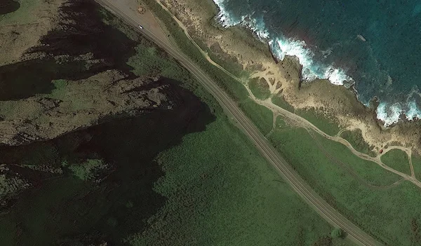 The Pacific ocean, Honolulu Hawaii Estados Unidos con la altitud del dron — Foto de Stock