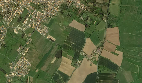 coast, streets and infrastructure of Bretigny-sur-Orge from a bird's eye view 2019