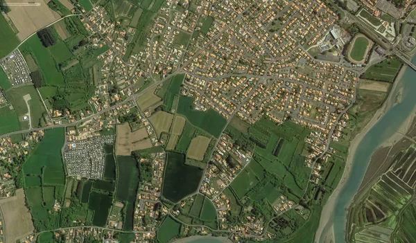 coast, streets and infrastructure of Bretigny-sur-Orge from a bird\'s eye view 2019