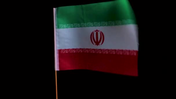 Bandiera Nazionale Dell Iran Palo Legno Sventola Nel Vento Uno — Video Stock