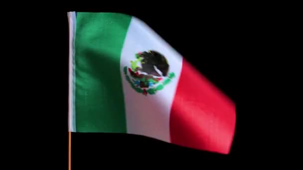 墨西哥国旗在风中飘扬 背景是黑色的 — 图库视频影像