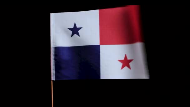 Nationale Vlag Van Panama Een Houten Paal Wappert Wind Een — Stockvideo