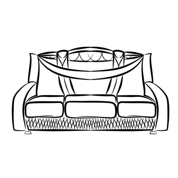 El icono del contorno del sofá. signo de estilo lineal para el concepto móvil y el diseño web. Cómodo sofá simple línea vector icono. Símbolo, ilustración del logotipo. gráficos vectoriales — Vector de stock