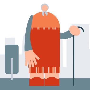 Yaşlı Kadın İlkel Tasarım Biçimli Vektör İllüstrasyonu