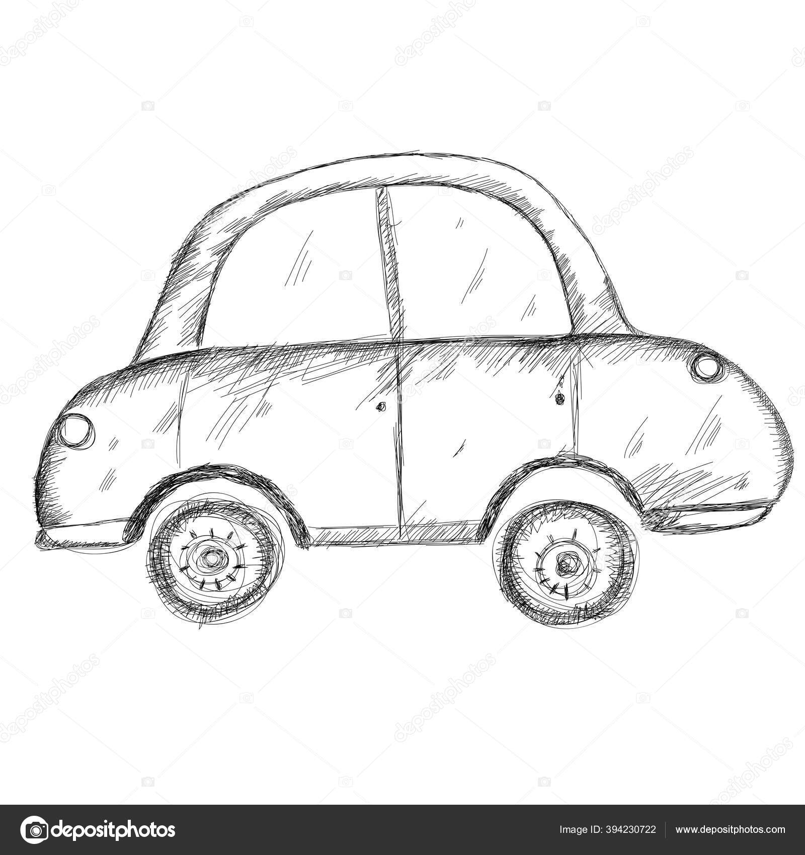 Cute little toy children s car in the style of hand drawing