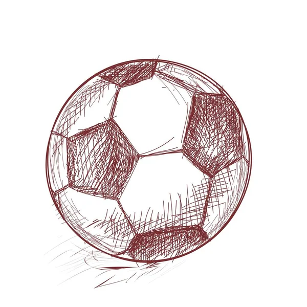 Fußball. Sportartikel. Handzeichnung mit Strichen. Skizze. Vektor. Zeichnung mit braunen Bleistiften auf weißem Hintergrund — Stockvektor