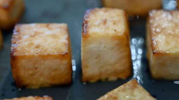 Closeup Baked Tofu Healthy Snack Overall Good Way Eat — Stock Photo, Image