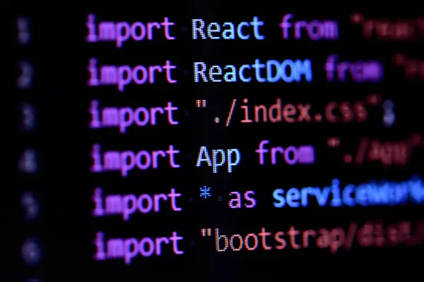 关闭React, Javascript编程源代码 — 图库照片