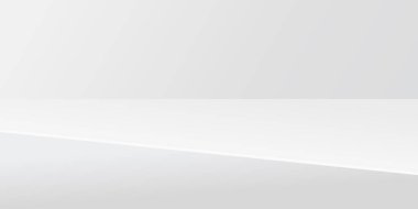 Vektör. Boş stüdyo masası, sahne, ekran, oda, zemin, reklam ürünü, kopyalama alanı.