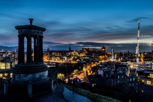 Edinburgh Cityscape Calton Hill Sunset Edimburgo Scozia Regno Unito — Foto Stock