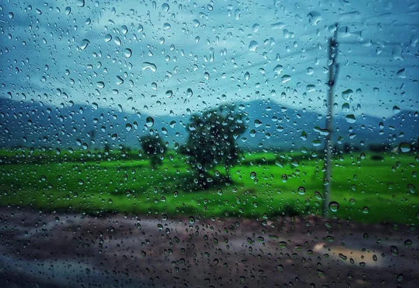 water drops on the car glass