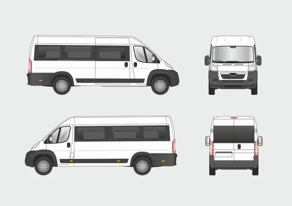 Blank Vector Template Passenger Van — Stock Vector