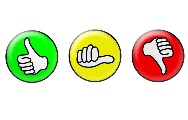 Thumb Icon Set Dislike Neutral Icon Thumbs Green Neutral Yellow — Stock Photo, Image