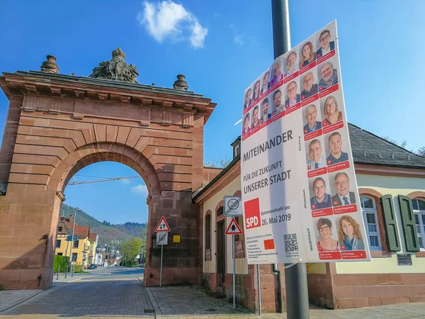 Neckargemnd Німеччина Квітня 2019 Постер Майбутніх Місцевих Виборів Соціал Демократичної — стокове фото