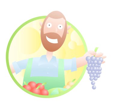 Satıcı meyve vecrot karikatür pastel renklerde