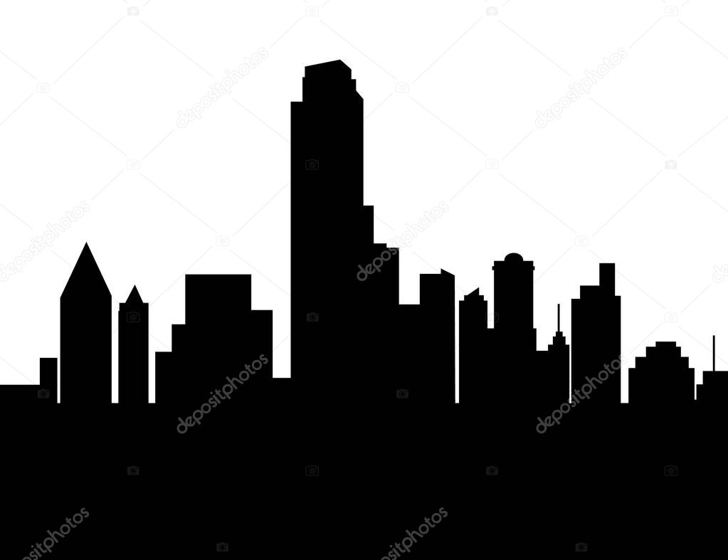Morning Dallas City Skyline - Vector Illustration