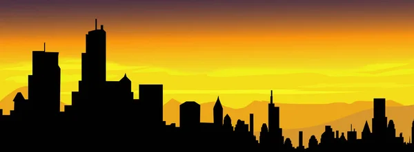 City Sunset Vector Illustration — Stock Vector