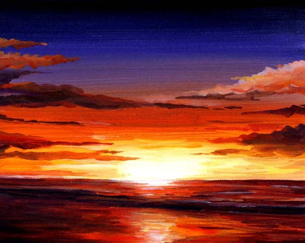 Sunset Acrylic Canvas Painting — Stock Photo, Image