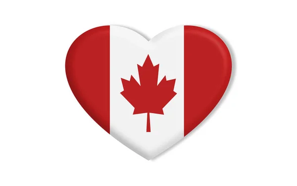 心の形でカナダの国旗 関係や感情のデザインやイラストのシンボル 愛国心 独立の概念です ロイヤリティフリーのストック写真