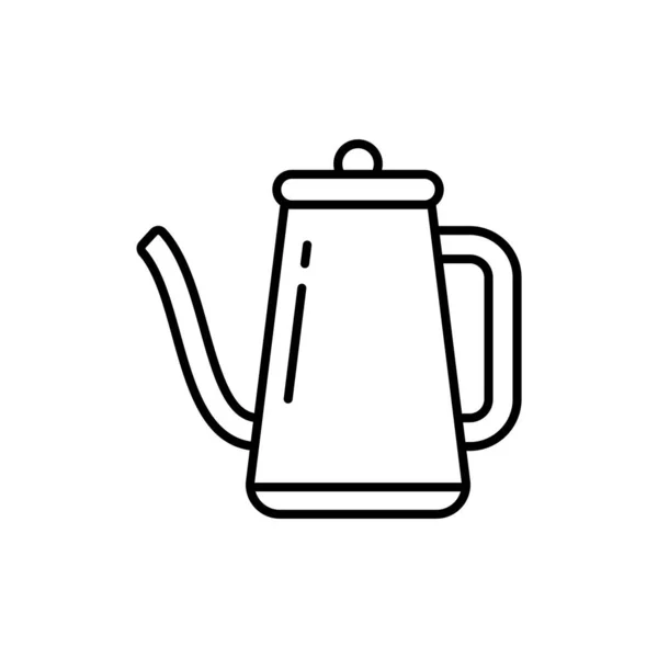 Pour Coffee Kettle Linear Icon Punch Pot Long Nose Black — Stock Vector