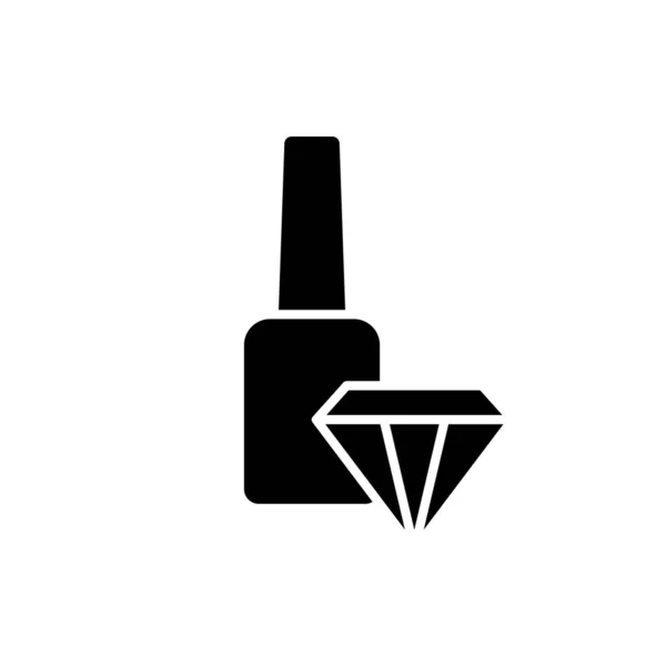 Silueta Icono Endurecedor Uñas Botella Pulimento Reafirmante Diamante Esquema Negro — Vector de stock