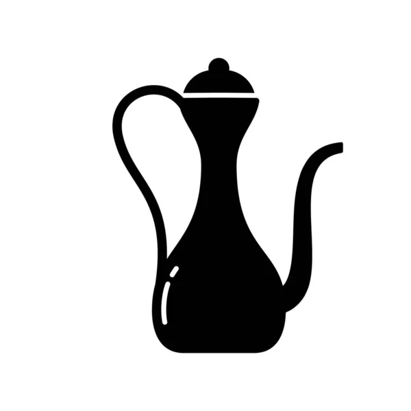 Kumgan Silhouette Eastern Jug Outline Icon Antique Copper Pitcher Black — Stock Vector