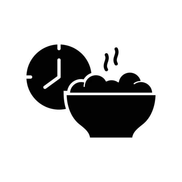轮廓Iftar图标 节食的大致标志 为包装设计准备时间标志 早餐吃粥 晚餐吃粥 黑色插图 平面隔离载体 白色背景 — 图库矢量图片