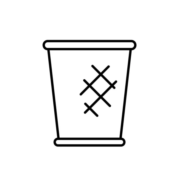 Malha Lixo Ícone Linear Lata Lixo Arame Preto Ilustração Simples — Vetor de Stock