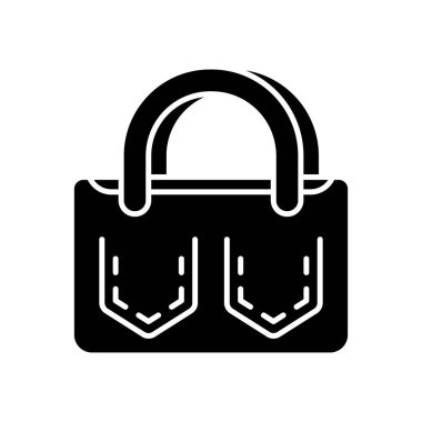 Kottan yapılmış siluet çanta. Taslak yükseltme simgesi. Eski şeylerin ikinci yaşamının siyah basit bir çizimi, yeniden kullanım, güncelleme, el yapımı. Elbiselerini yenile ya da dikiş dik. Beyaz arkaplanda düz izole vektör